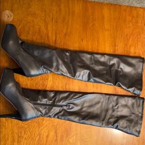 High knee brown boots